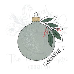 Christmas Ornament 3 With Greenery Cookie Cutter