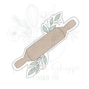 Rolling Pin with Greenery Baking Cookie Cutter