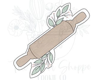 Rolling Pin with Greenery Baking Cookie Cutter