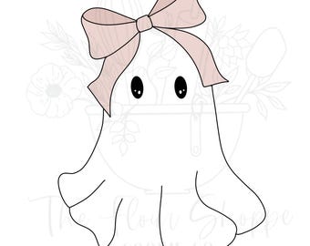 Ghost 3 with Bow Coquette Fall Halloween Cookie Cutter