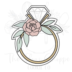 Wedding Ring with Greenery 1 Cookie Cutter