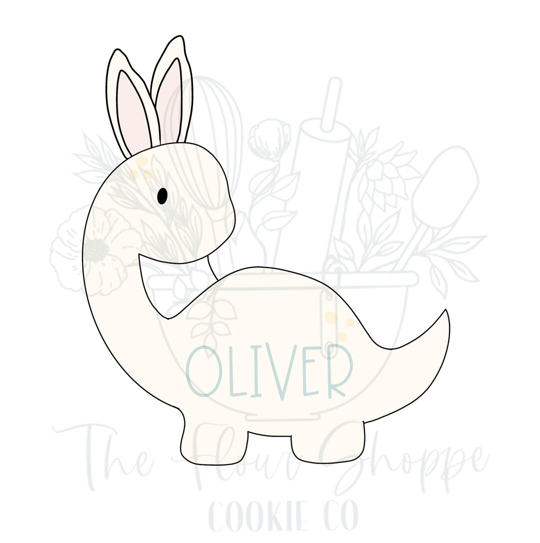 Brachiosaurus With Bunny Ears, Easter Dinosaur Long Neck Cookie Cutter ...