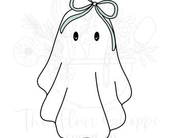 Ghost 4 with Bow Coquette Fall Halloween Cookie Cutter