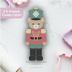 Christmas Bear Soldier Cookie Cutter Toy Soldier Holiday Cookie Cutter Design Bear Nutcracker Winter Traditional Christmas