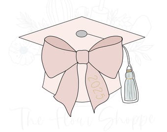 Gorro de graduación con lazo 1 Cortador de galletas de graduación de birrete Fiesta de graduación femenina de último año de secundaria