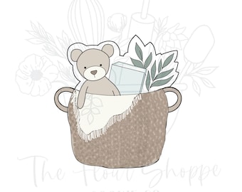 Baby Basket with Teddy Bear Baby Shower Cookie Cutter
