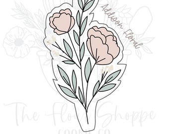 Addison Floral and Leaf Plaque Cookie Cutter