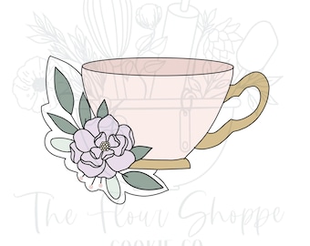 Floral Tea Cup Tea Party Cookie Cutter