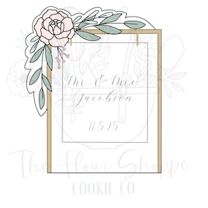 Modern Pipe Bridal Shower Wedding Sign with Greenery and Florals Cookie Cutter