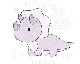 Triceratops 1 with or without Flower Crown Dinosaur Cookie Cutter