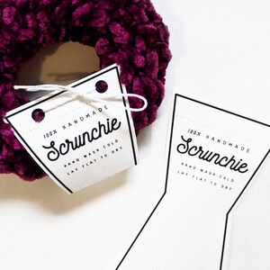 Printable scrunchie tags knit crochet scrunchie tag handmade | Etsy