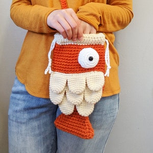 crochet fish bag pattern, crochet purse pattern, fish purse, koi fish bag, animal purse, kawaii bag image 4