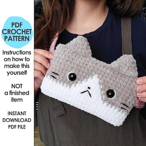 Cat Plushie Belt Bag Crochet Pattern, Kitty, Amigurumi, Handbag Purse, Crossbody Bag, Kawaii Plush