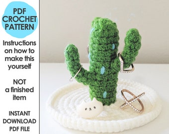 cactus jewelry holder crochet pattern, ring holder, jewelry dish, trinket earring dish, jewelry tray, jewelry plate, mori girl, cottage core