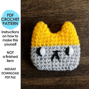 Colorblock Cat Pin Crochet Pattern, Crochet Jewelry Pattern, Crochet Cat
