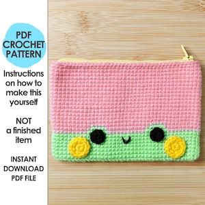 Froggy Zip Pouch Crochet Pattern, Frog, Toad, Crochet Bag, Kawaii