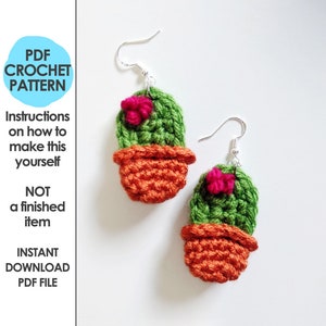 Cactus Earrings Crochet Pattern, crochet cactus, crochet earrings, crochet jewelry