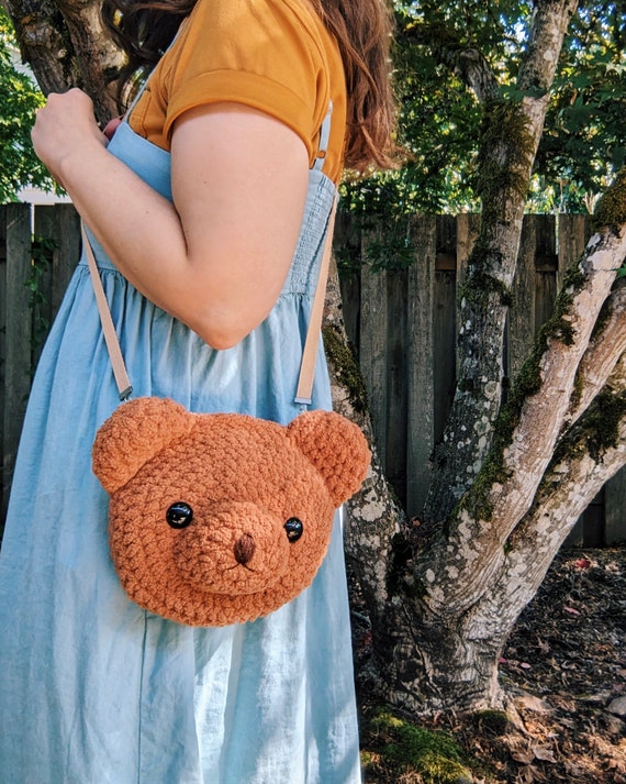 Bear Plushie Crossbody Bag Crochet Pattern Small Crochet Purse Plushie Stuffed Animal Kawaii Bear Etsy