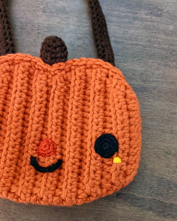 Crossbody Pumpkin Halloween Bag Crochet Pattern Small Crochet Purse Fall Season Autumn Kawaii Pumpkin Spice Season Jack o lantern Etsy