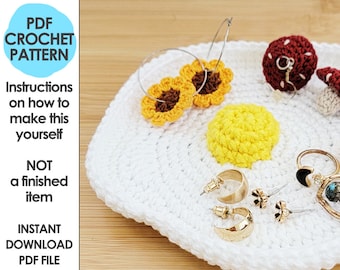 Egg Trinket Dish Crochet Pattern, Ring Holder, Jewelry Dish Tray Plate, Kawaii Home Decor