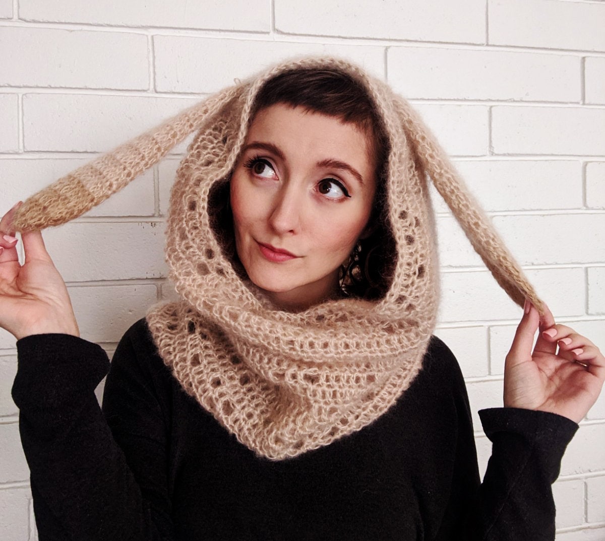 38 Mohair Crochet Patterns for Luxurious Layers, Accessories, and Cozy Home Projects 31 Mohair Rabbit Cowl Crochet