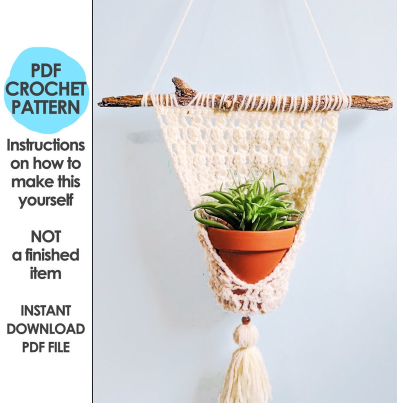 Hanging Planter Crochet Pattern Faux Macrame Crochet Etsy