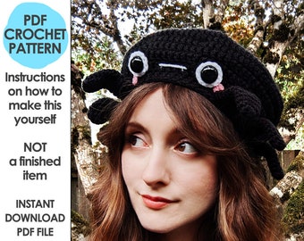 Spider Beret Crochet Pattern, Crochet Hat Pattern, Kawaii Halloween Costume Spider Hat, Crochet Beret