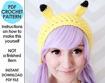 crochet pokemon pattern, pikachu headband crochet pattern, pokemon headband, crochet headband pattern, crochet cosplay, halloween costume