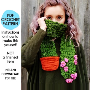 flowering cactus scarf crochet pattern, crochet cactus scarf image 1