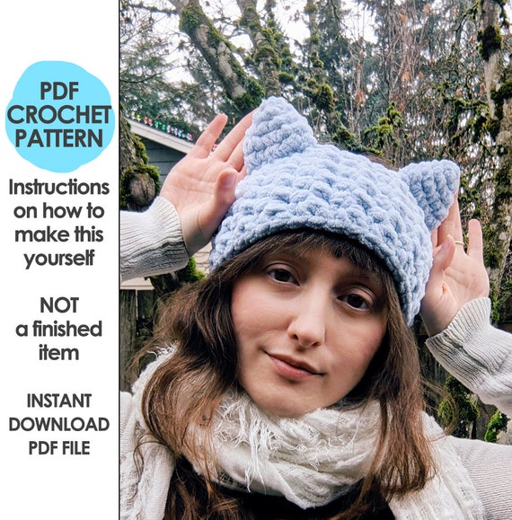 Plush Cat Headband Crochet Pattern Winter Ear Warmer Kawaii Cat Ears Etsy UK