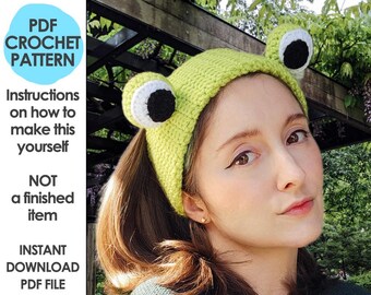 Froggy Headband Crochet Pattern PDF, Crochet Frog Ear Warmer