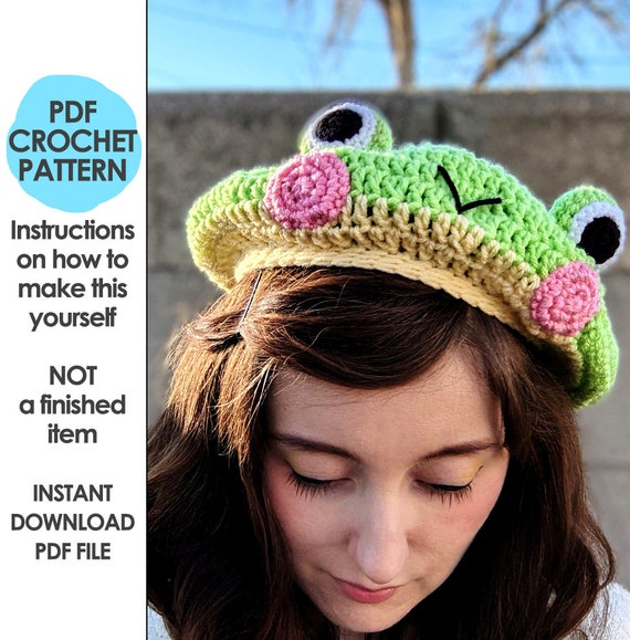 Crochet frog hat on sale