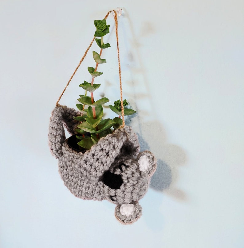 koala planter crochet pattern, mini succulent planter, hanging crochet planter, animal planter, koala crochet Bild 4