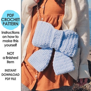 Plush Bow Crossbody Bag Crochet Pattern, Coquette Bows, Crochet Purse, Kawaii image 1