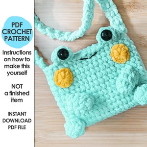 Froggy Plushie Phone Bag Crochet Pattern, Frog, Toad, Crochet Purse, Kawaii Crossbody Purse