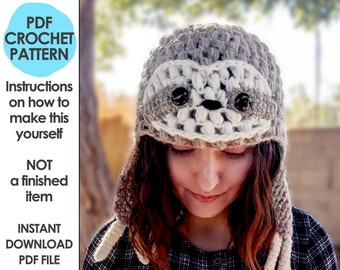 Sloth Hat Crochet Pattern, Crochet Sloth, Sloth Hat With Arms