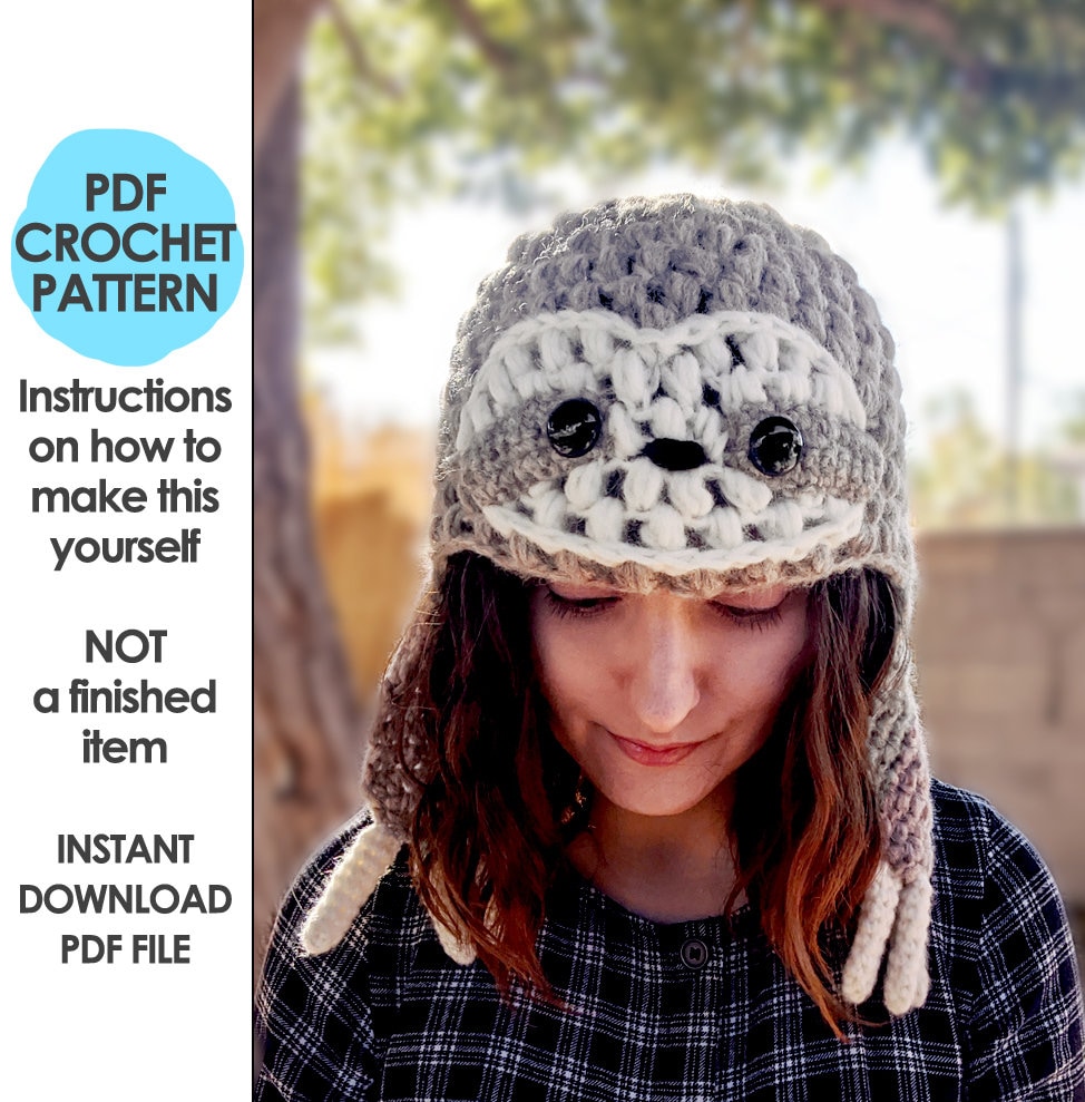 Sloth Hat Crochet Pattern Crochet Sloth 