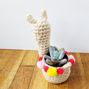 llama planter crochet pattern, crochet mini planter, succulent planter, cactus plant pot cover, alpaca crochet planter, crochet home decor image 5