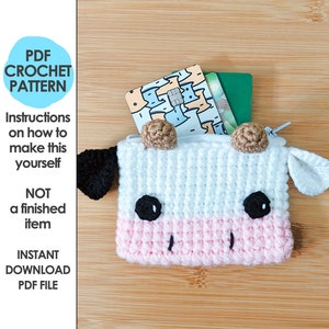 Cow Card Wallet Crochet Pattern, Credit Card Holder, Cottagecore