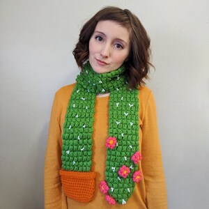 flowering cactus scarf crochet pattern, crochet cactus scarf image 5