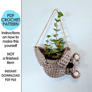 koala planter crochet pattern, mini succulent planter, hanging crochet planter, animal planter, koala crochet Bild 1