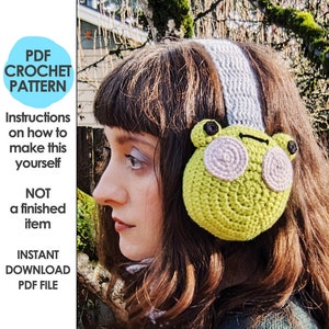 Froggy Earmuffs, Crochet Frog Headband, Kawaii Froggy Ear Muffs, Cottagecore