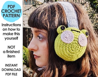 Froggy Earmuffs, Crochet Frog Headband, Kawaii Froggy Ear Muffs, Cottagecore