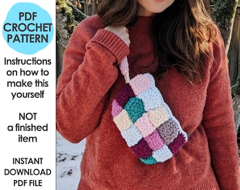 Quilted Belt Bag Crochet Pattern - Scrap Yarn Fanny Pack (PDF Pattern)