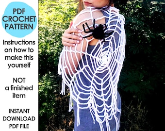 crochet spider web pattern, wearable spider web, halloween costume, crochet shawl, crochet spider web, spoopy halloween