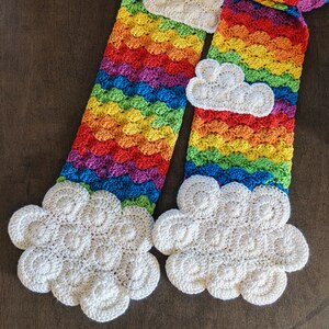 Rainbow and Clouds Scarf Crochet Pattern, Rainbow Scarf, Scarf With ...