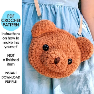 Bear Plushie Crossbody Bag Crochet Pattern, Small Crochet Purse, plushie stuffed animal, kawaii bear