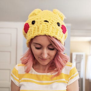 crochet pattern, pokemon crochet pattern, slouchy hat crochet pattern, pikachu hat, pokemon, crochet hat, pokemon hat, pokemon cosplay image 8