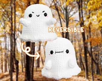 Reversible Ghost Plushie - Hand crocheted giant amigurumi plush