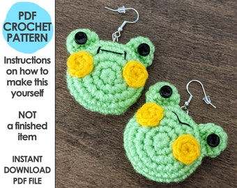 Froggy Earrings Crochet Pattern, crochet frog, crochet earrings, crochet jewelry, froggie